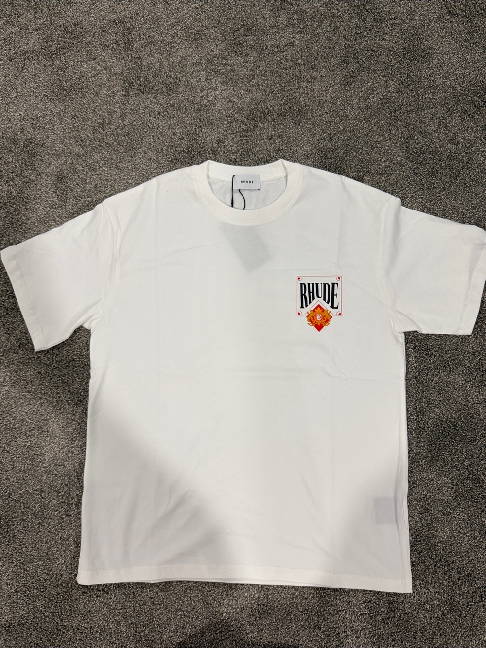 Rhude White Short Sleeve Tee with Chest Emblem